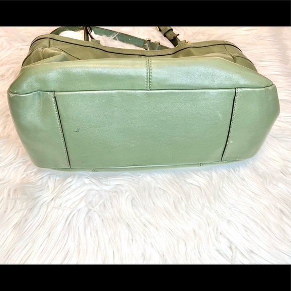Coach East West Green Leather Tote Shoulder Bag - Picture 5 of 13